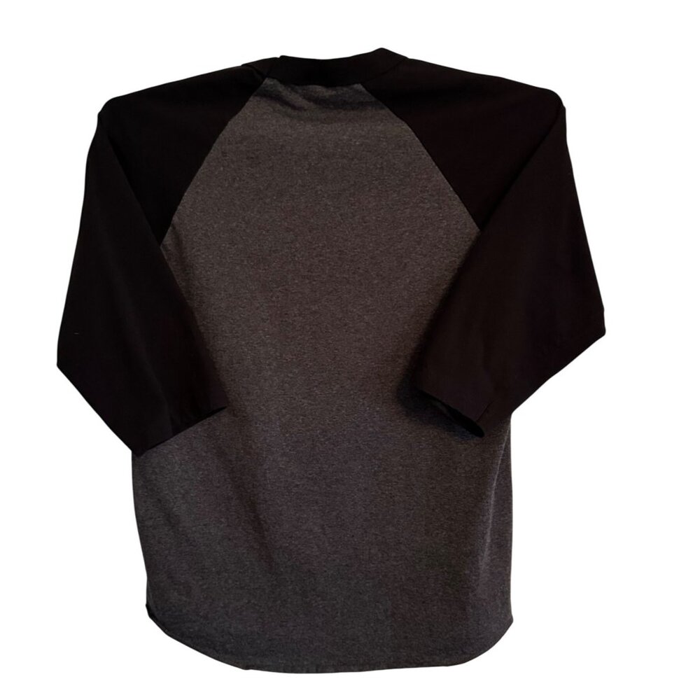 California Republic SHAKA Baseball Size M T-Shirt 3/4 Raglin Sleeve Gray Black - Picture 2 of 9